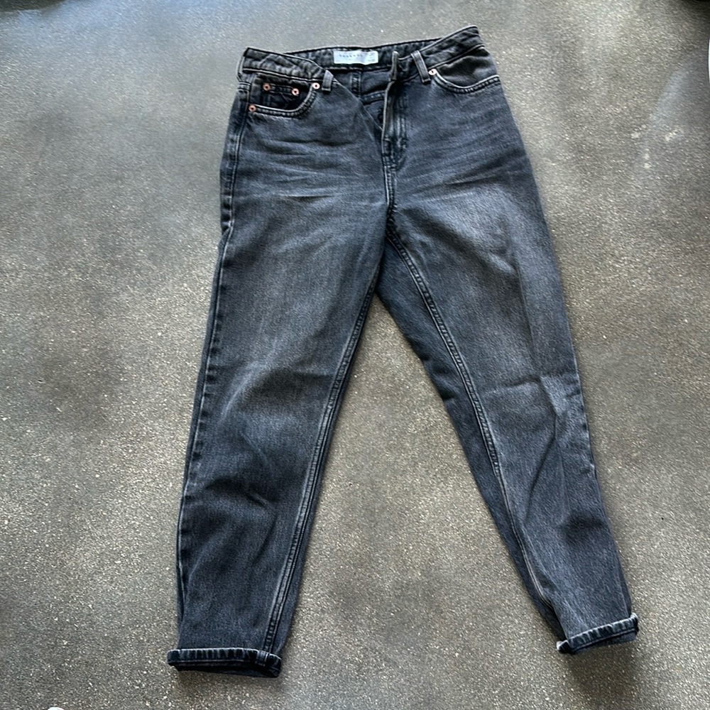 Black washed mom jeans